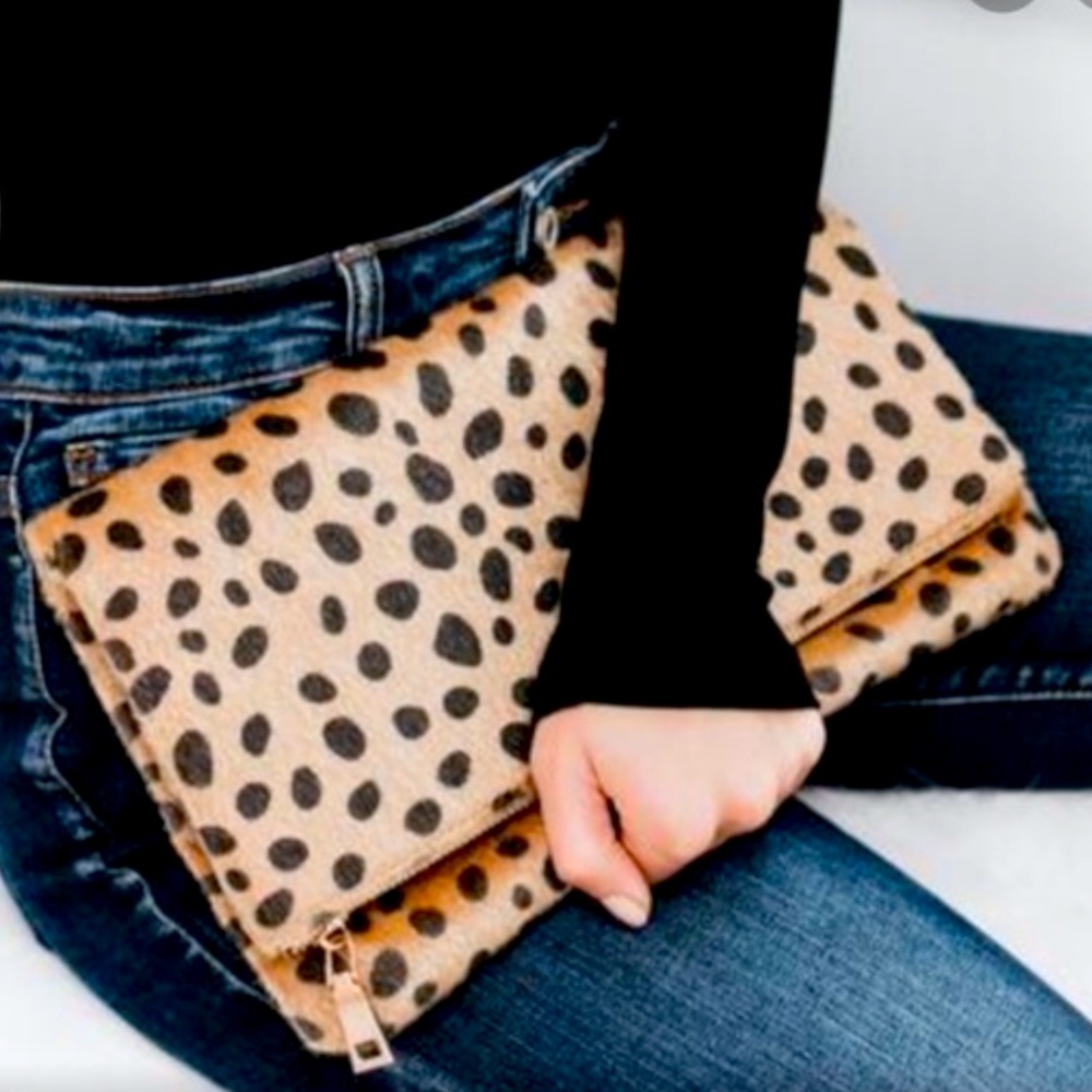Price Firm: Vici leopard clutch with gold chain